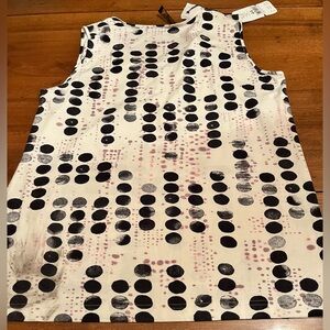 Eugen Klein Sleeveless Dot Pattern Tank Top - Black & Light Pink Dots